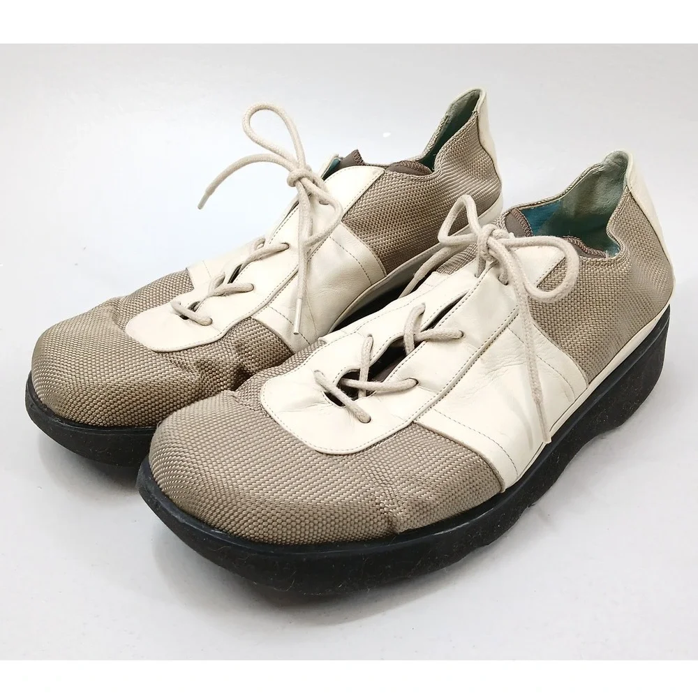 Thierry Rabotin Layla Lace Up Oxford Shoes Women EU 39 US 8.5 Cream Tan Leather